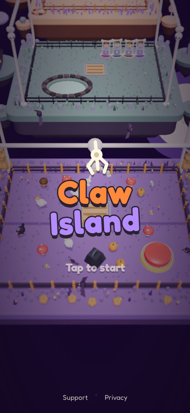 The Claw Island title screen over a haunted island